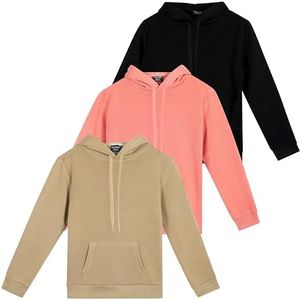 3 Pack: Women's Just My Plus Size Long Sleeve Hoodie Pullover Casual Sweatshirt Fashion Fleece Lounge Active Sweater Running Athletic Exercise Gym Workout Outdoor Top Ladies Kangaroo Pocket- Set 6, 1X