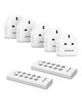 DEWENWILS Wireless Remote Control Sockets, 13A 3120W Heavy Duty Remote Switches, 30M Control Range, Programmable Remote Plug for Vacs, UKCA Listed, 5 Sockets and 2 Remotes