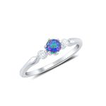 Sterling Silver Simulated Mystic Rainbow Topaz & Cz Ring - Size 9