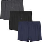 Latuza Men's Bamboo Viscose Underwear Boxer Shorts Trunk Briefs 3 Pack, Dark Gray/Black/Navy, X-Large