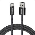 Anker Zolo USB-A to USB-C Charger Cable, 1.8 m Durable Braided Type-C Fast Charging Cable with Slim Connector, Seamless CarPlay, For iPhone 17/16/15, iPad Pro, Samsung Galaxy, More(Black)