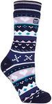 Heat Holders Women's Soul Warming Winter Warm Slipper Socks (Navy/Purple) 4-8UK 5-9US