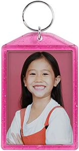 Snapins Hot Pink 2" x 2.875" Translucent Sparkle Photo Keychains - Pack of 50