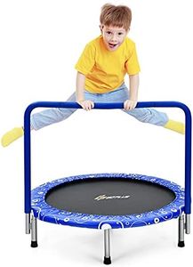 COSTWAY Mini Trampoline, 36 Inch Kids Exercise Rebounder with Foam Handrail and Safety Padded Cover, Foldable Toddler Trampolines for Indoor Outdoor (Blue)
