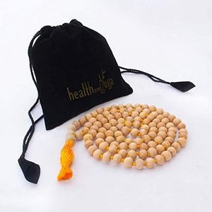 HealthAndYoga(TM) Mala Beads - Superior Grade Tulsi Wood