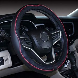 2019 New Microfiber Leather Car Extra Large 19 Inch Steering Wheel Cover for Big Trucks (19'', Black Red)