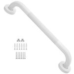 White Shower Grab Bar 16 Inch,Munzong Bathroom Grab Bar W/Anti-Slip Knurled Grip, Bathroom Balance Support Bar Toilet Safety Assist Handle Handrail for Elderly Senior Disabled