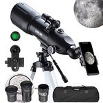 ESSLNB Astronomy Telescope 40080 Telescope for Adult with 10X Phone Adapter Adjustable Tripod 3X Barlow Lens Carrying Case and Moon Filter