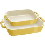 STAUB Stoneware Gratins Ceramics Rectangular Baking Set, Casserole Dish, 2-Piece, Citron, 2-pc