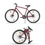 HORNBACK M1s Full Size Fully Assembled Foldable/Folding Cycle for Men & Women(20-inch Stainless Steel+Alloy Steel Frame,28-Inch Wheels,Mechanical Disk Brakes (Inferno Red)