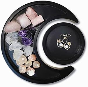 Moon Tray Wood Crystal Holder for Healing Stones Crystal Storage and Organizer Crescent Bowl Witchy Crystal Display Tray Essential Oil Holder