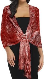 Rheane Shawls and Wraps for Evening and Wedding Dresses - Fall Dressy Red with Dark Red Glitter