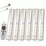 LDOPTO Rechargeable Under Cupboard Kitchen Lights 6 Pack with Remote, Under Cabinet Kitchen Wardrobe Lights, Battery Wireless led Lights Stick On Lights Remote/Touch Control 3 Colors