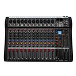 Depusheng DA12 DJ Sound Controller Interface USB Drive for Computer Recording 12 Channel Studio Audio Mixer XLR Microphone Jack 48V Power RCA Input Output for Professional and Beginners