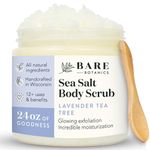 Bare Botanics Body Scrub (Lavender Tea Tree) – Gentle Exfoliator & Super Moisturizer | Includes a Wooden Spoon | All Natural, No Synthetic Fragrances, No Nut Oils, Ready to Gift | Net Weight 24oz