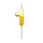 Juzfun® Number Candles 1 for Birthday Cake Decoration | First Year Anniversary Party Celebration | Sparkle Gold Design | Size - 5 x 3.5 CMs