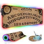 RGB Gaming Mouse Pad with Coffee Coaster, XXL Large Glowing LED Mousepad, Anti-Slip Rubber Base, Computer Keyboard Desk Mouse Mat 31.5 X 11.8 Inch - Retro Ouija Board