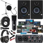 Presonus AudioBox 96 Audio Interface (May Vary Blue or Black) Full Studio Bundle with Studio One Artist Software Pack w/Eris 3.5 Pair Studio Monitors and 1/4” TRS to TRS Instrument Cable
