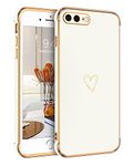 GUAGUA iPhone 8 Plus Case iPhone 7 Plus Case Cute Heart Pattern Soft TPU Plating Cover for Women Men with Camera Protection & 4 Corners Shockproof Phone Case for iPhone 8/7 Plus,White