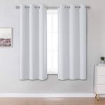 DUALIFE Greyish White Short Curtains for Small Windows Blocking Out 50% Room Darkening Curtain Panels for Bedroom 38 x 45 Inch Length Set of 2 Panels Grommet Top