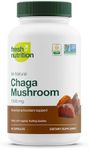 Organic Chaga Mushrooms – Strongest DNA Verified 1500mg Per Serving – High in Fiber – Non GMO, Gluten & Soy Free, Vegan Friendly