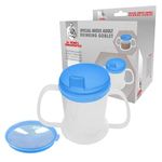 Independence 2-Round Handle Plastic Mug with 2 Style Lids, Lightweight Drinking Cup with Easy-to-Grasp Handles for Hot and Cold Beverages, Spill-Resistant Adult Sippy Cup Dishwasher and Microwave Safe