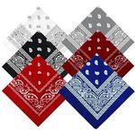 6 Pcs Paisley Bandana Set, Multifunction Head Scarf, Unisex Headband, Polyester Cowboy Bandana for Mens, Womens, Party, Headwear, Handkerchief (6 Colors)