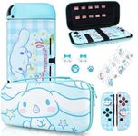 DLseego Case Compatible with Switch,Cute Protective Hard Portable Travel Carry Case,with Switch Accessories for Pockets,Holds 12 Cards,Bundle Bag with Switch Soft Case and Thumb Grip Caps,Cloud Dog