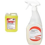 Jantex CW714 Lemon Floor Cleaner, 5 L & CF968 Kitchen Cleaner Sanitiser, 750 mL