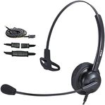 MKJ Telephone Headset for Office Phone Corded RJ9 Desk Phone Headset with Microphone Noise Cancelling Compatible with Avaya 1408 5620 9508 Polycom Aastra 6753i Gigaset Alcatel Fanvil Toshiba