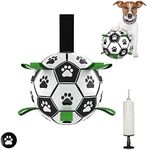 Dog Ropes Toys Soccer Ball with Grab Tabs, Interactive Dog Toys for Tug of War, Puppy Birthday Gifts, Dog Tug Toy, Dog Water Toy, Durable Dog Balls for Medium & Large Dogs (Medium)