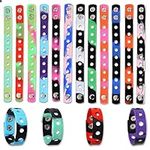 16pcs Silicone Bracelets with Holes for Charms Colorful Rubber Charm Wristbands Silicone Adjustable Bracelets with Camouflage Pattern for DIY Crafts Birthday Party Favors (7inch Long)