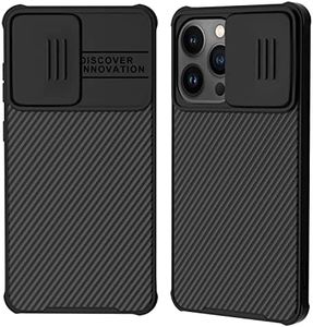 XTCASE Funda para iPhone 14 Pro, Protección de la cámara Carcasa Cubierta de cámara Deslizante Ultra Delgado Rígida PC Anti-Choque Anti-arañazos Proteger Caso, Negro