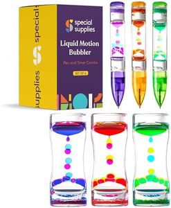 Special Supplies Liquid Motion Bubbler Toy Timer and Pen Combo (Set of 6) Colorful Hourglass Timer with Droplet Movement, Bedroom, Kitchen, Bathroom Sensory Play, Cool Home or Desk Décor