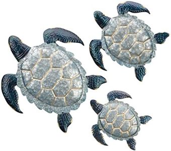 Regal Art & Gift 12668 Galvanized Sea Turtle Wall Decor Set/3 Garden Décor, Blue