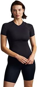 Tommie Copper Shoulder Support Shirt for Women, Posture Corrector Compression Shirt with UPF 50 Sun Protection Black