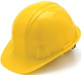 Pyramex Cap Style 4 Point Ratchet Suspension Hard Hat with Rain Trough - Comfortable Low Profile Design, Yellow