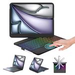 NOKBABO iPad Air 11 inch case with Keyboard (M2) 2024, 360 Swivel, Pencil Holder, Backlit Keyboard for iPad Pro 11 inch 4th/3rd/2nd/1st & iPad Air 6th/5th/4th 10.9" (NOT for iPad Pro 11" M4) - Black