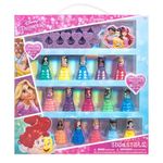 Disney Princess 15 Piece Water Based Nail Polish with 3 Toe Spacers| Quick Dry Peel Off Gift Kit Set for Kids Girls by Townley Girl