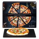 Navaris XL Pizza Stone for Baking - Glazed Square Cordierite Pizza Stone Plate for BBQ Grill Oven, Bake Bread - Incl. Recipe Book - 38 x 30 x 1.5cm