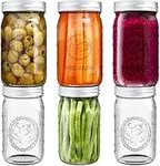 Tebery 32oz Clear Glass Jars, Pack of 6 Mason Jars Wide Mouth Preserving Jars Canning Glass Jars with Lids for Drinking, Meal, Overnight Oats