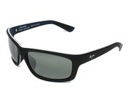 Maui Jim Men's and Women's Kanaio Coast Polarized Wrap Sunglasses, Matte Soft Black/White/Blue/Neutral Grey Polarized, Medium