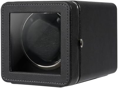 Kalawen PU Automatic Watch Winder, Single Watch Winder Dust-Proof Box with Quiet Motor, Watches Rotation Storage Case Display Box for Automatic Mechanical Watches-Black