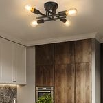 Asnxcju 4-Light Hallway Light Fixtures Semi Flush Mount, Farmhouse Black Light Fixtures Ceiling Mount, Indoor Close to Ceiling Lighting for Kitchen Entryway Bedroom Foyer (Bulb Not Included)