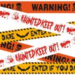 GXGGUS Halloween Caution Tape, 3 Pcs Halloween Fright Warning Tape, Halloween Tape Bundle Creepy Banner Party Decor, Bat, Blood Handprints and Zombie (3Inch x 30Ft Each)