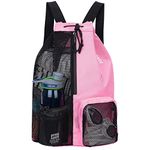 WANDF Swim Bag Mesh Drawstring Backpack with Wet Pocket for Swimming, Gym, and Workout Gear