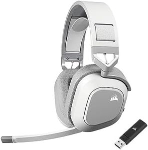 Corsair HS80 MAX WIRELESS Multiplatform Gaming Headset with Bluetooth - Dolby Atmos - Broadcast Quality Microphone - iCUE Compatible - PC, Mac, PS5, PS4, Mobile - White