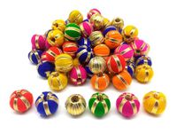 PRANSUNITA Multicolor Gota Round Balls for Art Work Diwali, Lohri, Vandanwar Wall Decoration Ethnic Bangles Candle Tea Lights, Handcrafted- Size- 2cm – 90-100 Pcs - GOTA Multi Balls