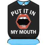 BWWKTOP Put It In My Mouth Adult Bibs With Crumb Catcher Gag Pranks Bib Gift Bachelor Party Bibs Adjustable Dining Eating Clothing Protectors For Adults Men Women (Put It In)