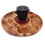 PuPu Platter Mini Hibachi Grill Platter Set - 5 Compartment Bowl Tray 12.6" Diameter with Rotating Lazy Susan - Quality Cast Iron Grill, 3.5" x 3.5" X 4.8", Indoor Mini Smores Maker